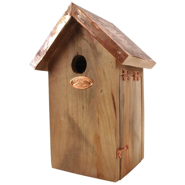Esschert Design Antique Wash Blue Tit House with Wood Copper Roof - NK05