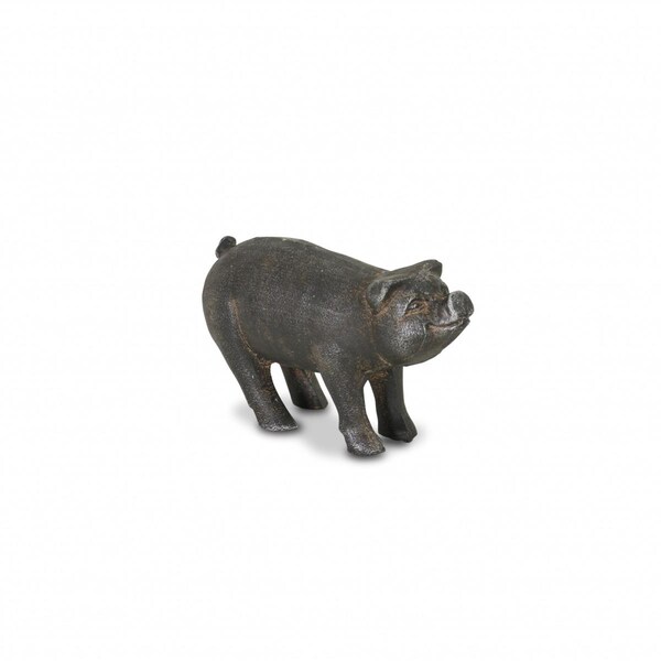 Palacedesigns 5 in. Cast Iron Pig Hand Painted Sculpture, Black - PA3110701