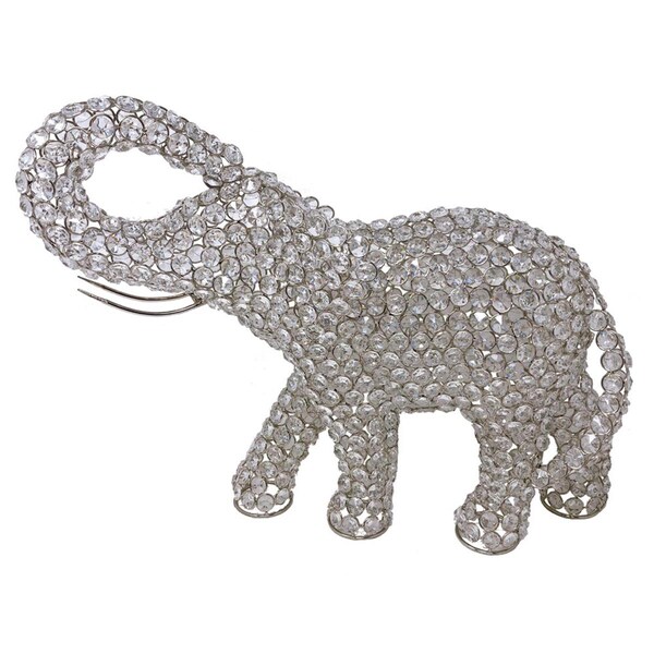 Palacedesigns Elephant Sculpture, Silver & Faux Crystal - PA3089099