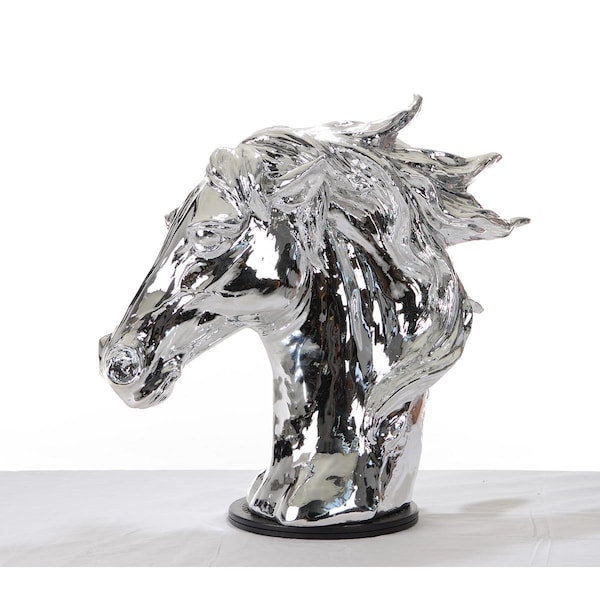 Palacedesigns Modern Head Sculpture - Silver Horse - PA2474560
