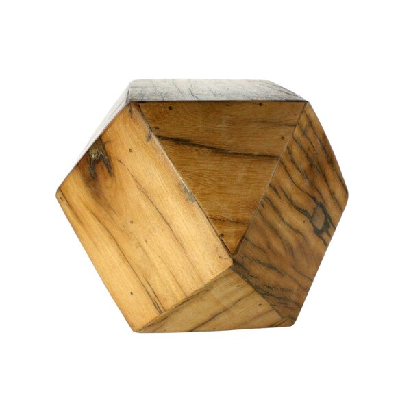 Homeroots Wooden Geometric Sculpture, Natural - 390116