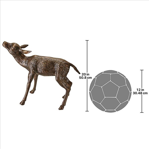 Design Toscano Standing Baby Fawn Deer Cast Bronze Garden Statue - AS223682