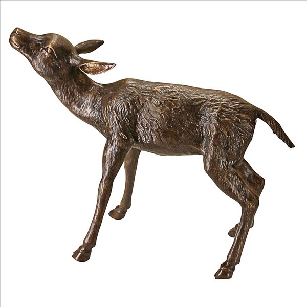 Design Toscano Standing Baby Fawn Deer Cast Bronze Garden Statue - AS223682