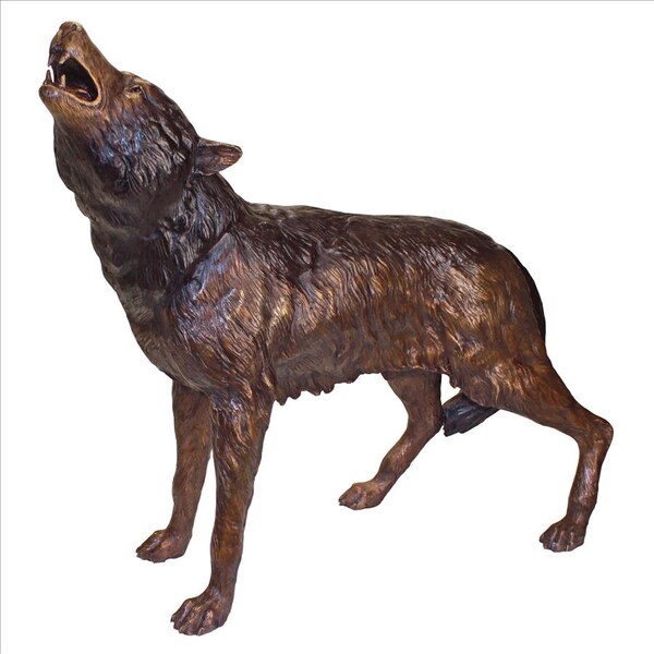 Design Toscano The Howl of the Wild Wolf Cast Bronze Garden Statue - KW94082