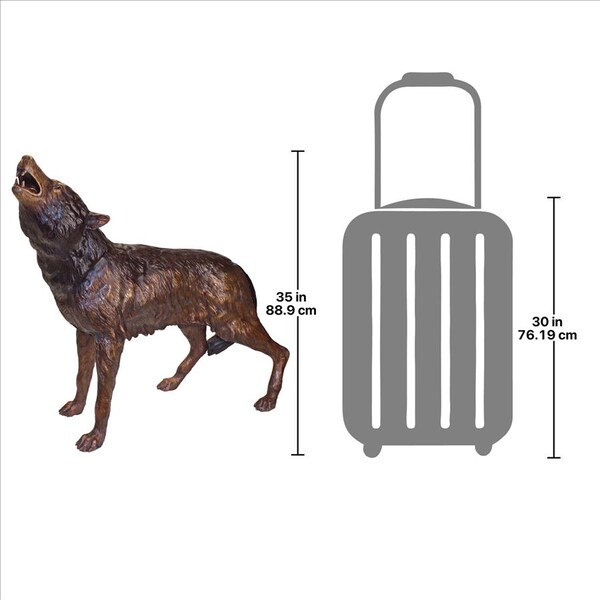 Design Toscano The Howl of the Wild Wolf Cast Bronze Garden Statue - KW94082
