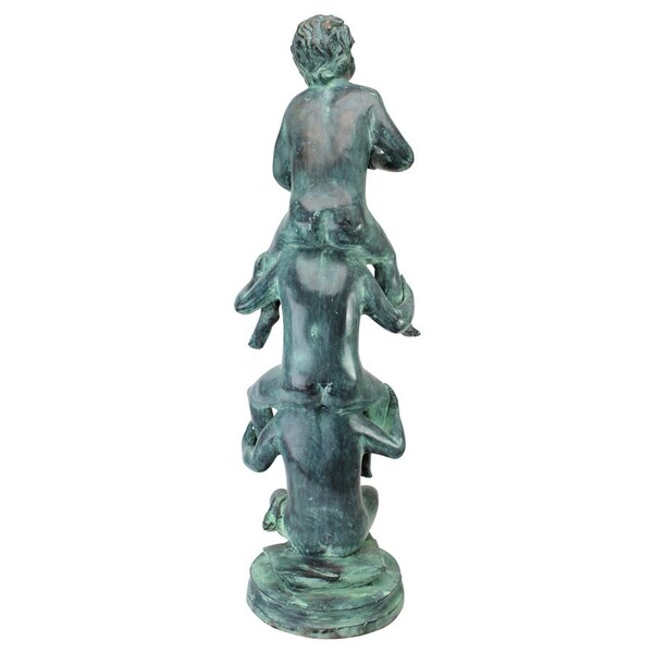 Design Toscano Child's Play Stacked Children Spitting Bronze Statue: Large - SU95425