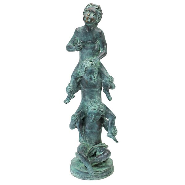 Design Toscano Child's Play Stacked Children Spitting Bronze Statue: Large - SU95425