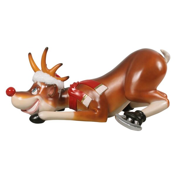 Design Toscano Slip-Slider Santa's Red-Nosed Christmas Reindeer Statue - NE170078