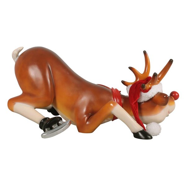 Design Toscano Slip-Slider Santa's Red-Nosed Christmas Reindeer Statue - NE170078