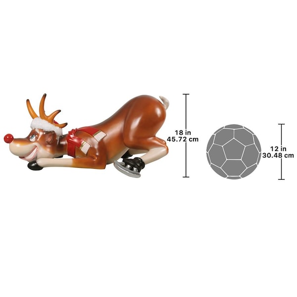 Design Toscano Slip-Slider Santa's Red-Nosed Christmas Reindeer Statue - NE170078