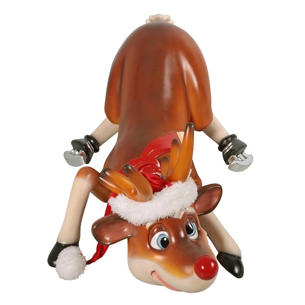Design Toscano Slip-Slider Santa's Red-Nosed Christmas Reindeer Statue - NE170078