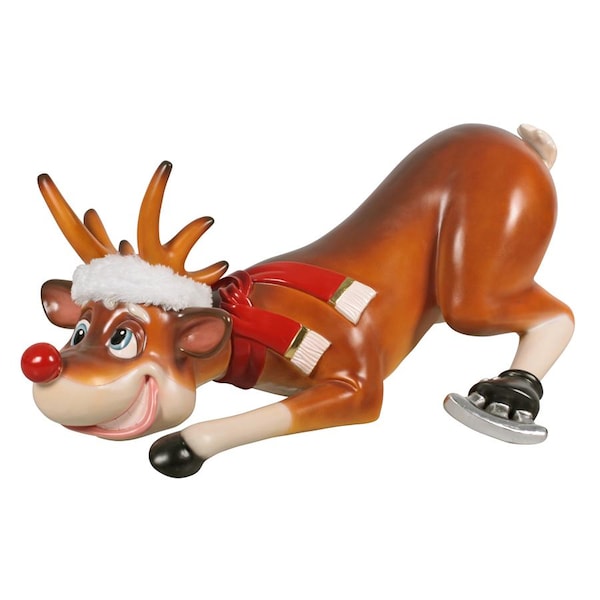 Design Toscano Slip-Slider Santa's Red-Nosed Christmas Reindeer Statue - NE170078