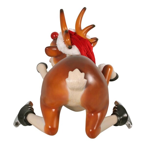 Design Toscano Slip-Slider Santa's Red-Nosed Christmas Reindeer Statue - NE170078