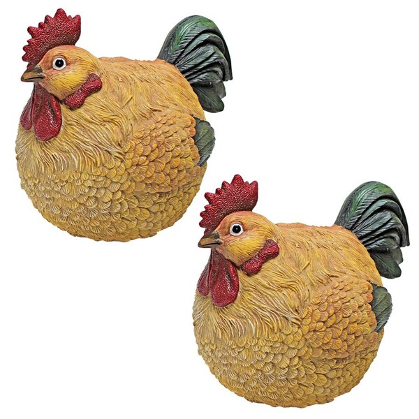 Design Toscano Roly-Poly Ball of Chicken Statues: Set of Two - QM92452