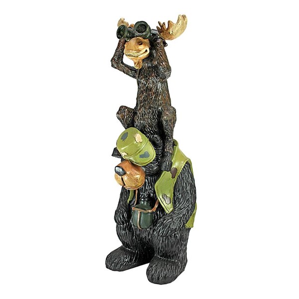 Design Toscano Back Woods Hunting Buddies, Moose and Bear Statue: Set of Two - HF9565392