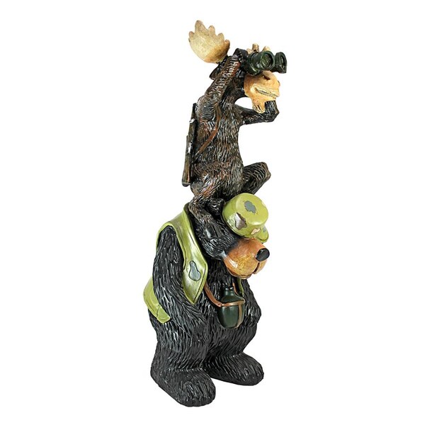 Design Toscano Back Woods Hunting Buddies, Moose and Bear Statue: Set of Two - HF9565392