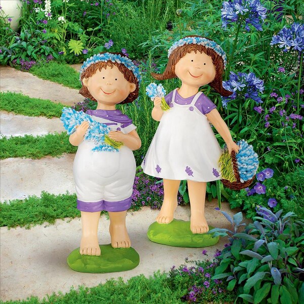Design Toscano Bluebonnet Twins Springtime Children Garden Statues, PK 2 - QL9215174