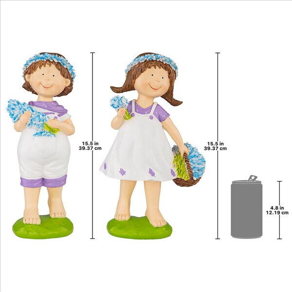 Design Toscano Bluebonnet Twins Springtime Children Garden Statues, PK 2 - QL9215174