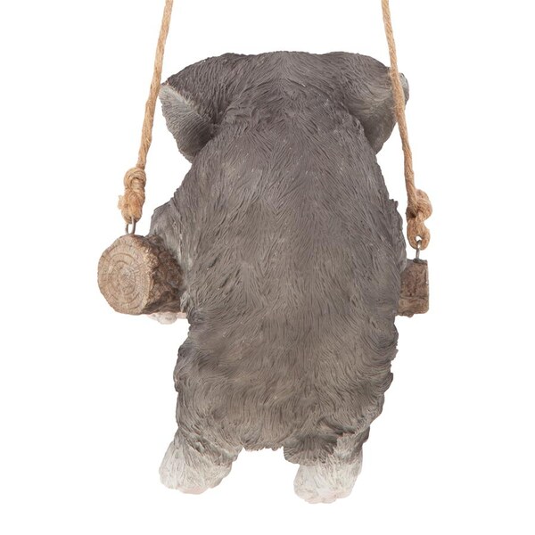 Design Toscano Mini Schnauzer Puppy on a Perch Hanging Dog Sculpture - JQ11420