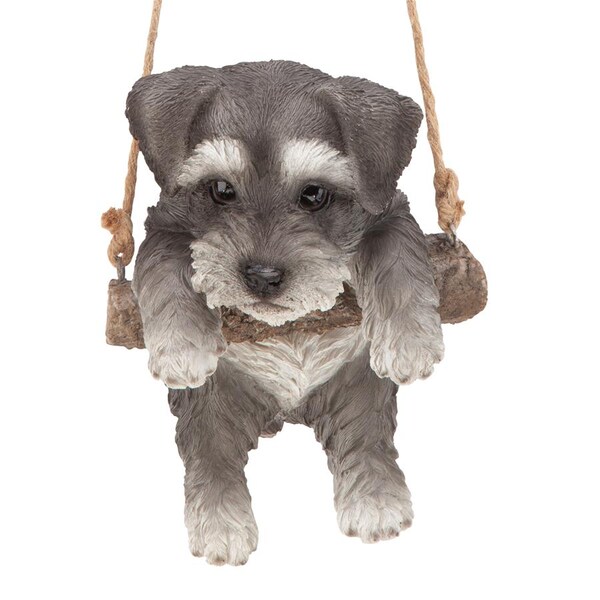 Design Toscano Mini Schnauzer Puppy on a Perch Hanging Dog Sculpture - JQ11420