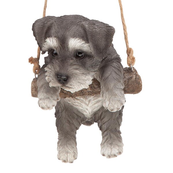 Design Toscano Mini Schnauzer Puppy on a Perch Hanging Dog Sculpture - JQ11420