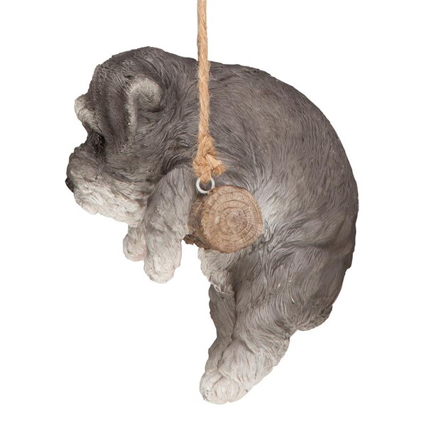 Design Toscano Mini Schnauzer Puppy on a Perch Hanging Dog Sculpture - JQ11420