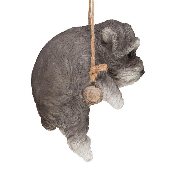 Design Toscano Mini Schnauzer Puppy on a Perch Hanging Dog Sculpture - JQ11420
