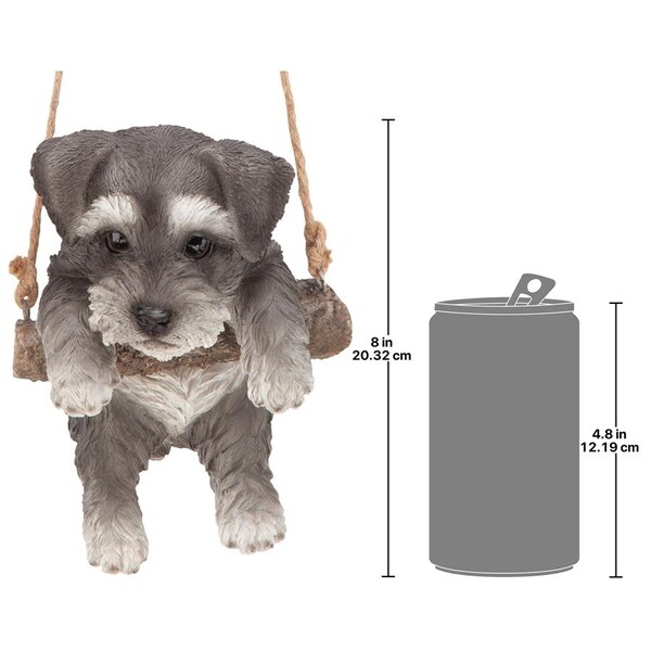 Design Toscano Mini Schnauzer Puppy on a Perch Hanging Dog Sculpture - JQ11420