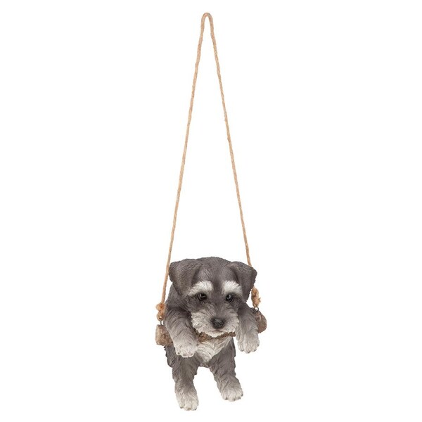 Design Toscano Mini Schnauzer Puppy on a Perch Hanging Dog Sculpture - JQ11420