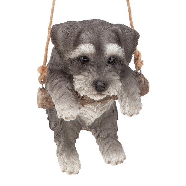 Design Toscano Mini Schnauzer Puppy on a Perch Hanging Dog Sculpture - JQ11420