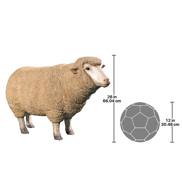 Design Toscano Merino Ewe Life-Size Sheep Statue: Head Up - NE867047