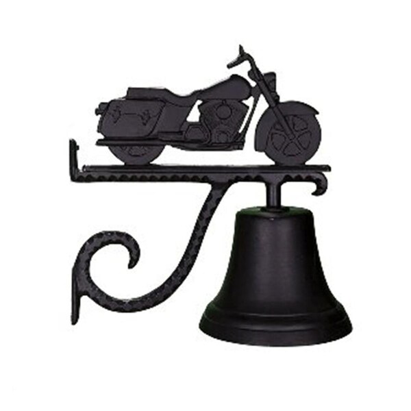 Swivel Cast Bell With Satin Black Motorcycle Ornament - SW97973