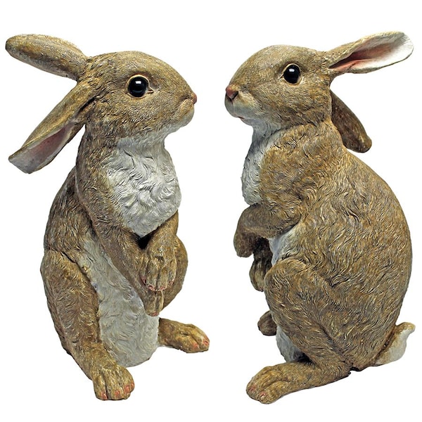 Design Toscano Hopper, the Bunny, Standing Garden Rabbit Statue: Set of Two - QM9200681