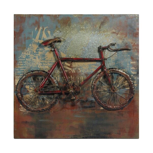 Solid Storage Supplies Primo Mixed Media Hand Painted Iron Wall Sculpture - Biking - SO3482754