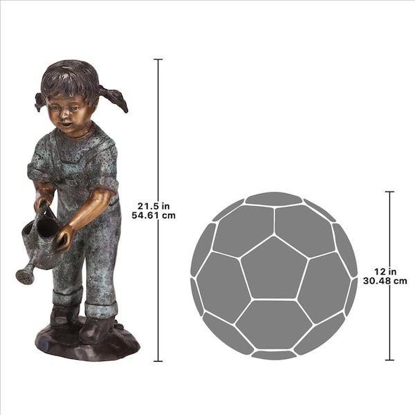 Design Toscano Watering Can Caitlyn Little Gardner Cast Bronze Garden Statue - DK262