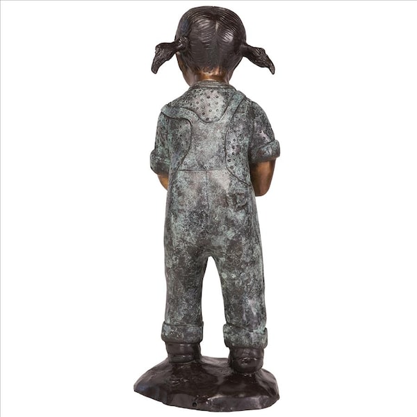 Design Toscano Watering Can Caitlyn Little Gardner Cast Bronze Garden Statue - DK262