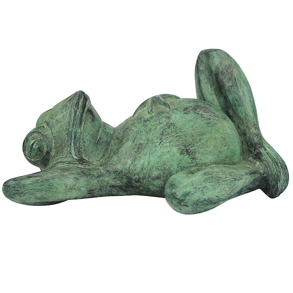 Design Toscano Spitting Lazy Frog Emerald Verde Cast Bronze Garden Statue - PN57942