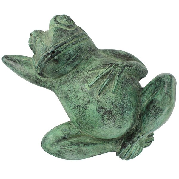 Design Toscano Spitting Lazy Frog Emerald Verde Cast Bronze Garden Statue - PN57942