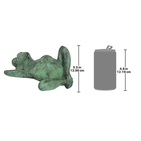 Design Toscano Spitting Lazy Frog Emerald Verde Cast Bronze Garden Statue - PN57942