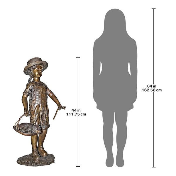Design Toscano Hatti With Her Puppy, Girl With Dog Cast Bronze Garden Statue - PN6060