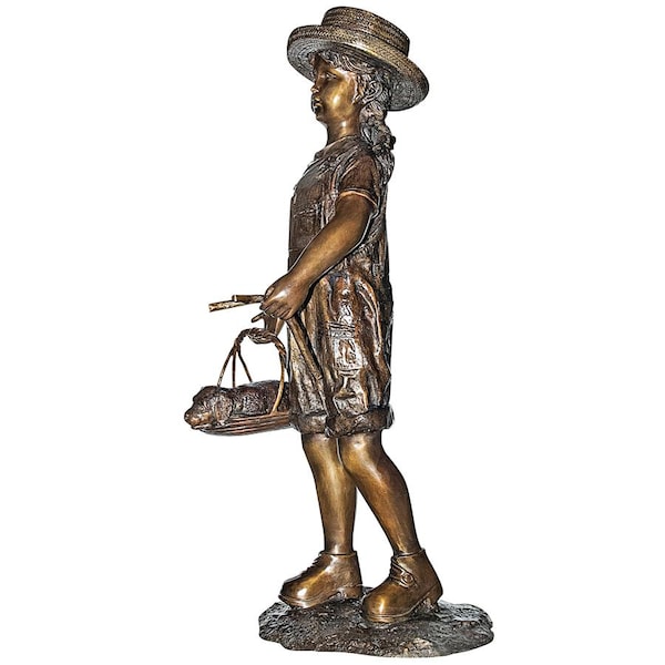 Design Toscano Hatti With Her Puppy, Girl With Dog Cast Bronze Garden Statue - PN6060