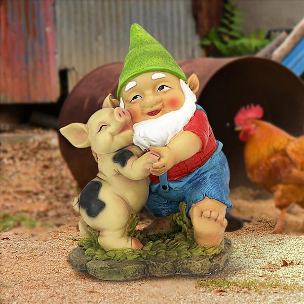 Design Toscano Happy as a Pig in Slop Garden Gnome Statue - QL30777