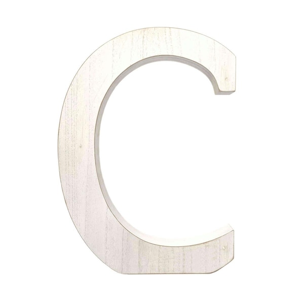 Palacedesigns 16 in. Distressed Wooden Initial Letter C Sculpture, White Wash - PA3101677