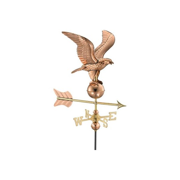 Good Directions Good Directions Eagle Garden Weathervane, Polished Copper w/Garden Pole - 8815PG