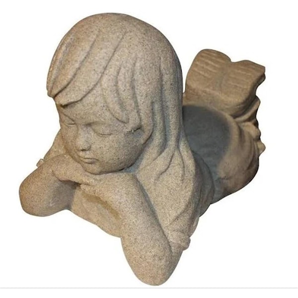 Emsco Group Emsco  16 in. Natural Stone Appearance Day Dreaming Girl Statue, Sand - 2248-1W
