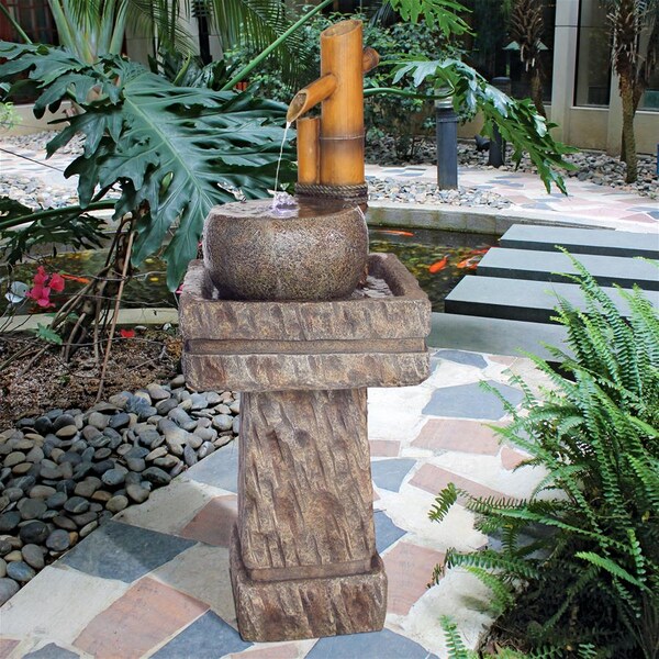 Design Toscano Bamboo Wellspring Pedestal Garden Fountain - SS12696
