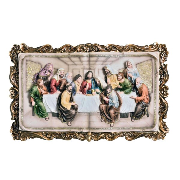 Palacedesigns 29 in. Polyresin Last Supper Decorative Plaque Sculpture, Rustic Gold - PA3671853