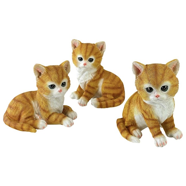 Design Toscano Tabby Kitten Triplets, Baby Cat Statues - QM1241550
