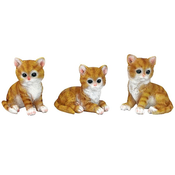 Design Toscano Tabby Kitten Triplets, Baby Cat Statues - QM1241550