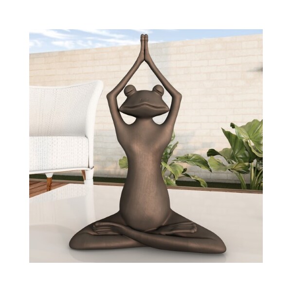 Nature Spring Stretching Frog Statue Resin Zen Animal Yoga Figurine for Outdoor Lawn and Garden Decor - 741269MUJ